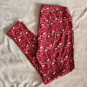 LulaRoe Multi-Colored Heart Patterned Leggings Tall & Curvy